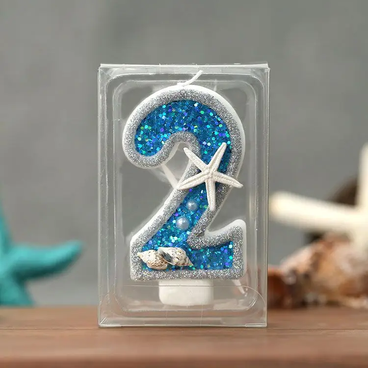 Синяя свеча на день рождения 1-летняя русалка ракушка диснет свечи топпер для