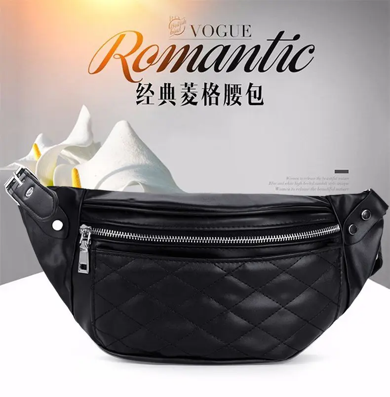 

Женская Весенняя поясная сумка, модель 2018 года, корейский вариант, с ромбовидной вышивкой, индивидуальная односторонняя сумка через грудь, поколение hai