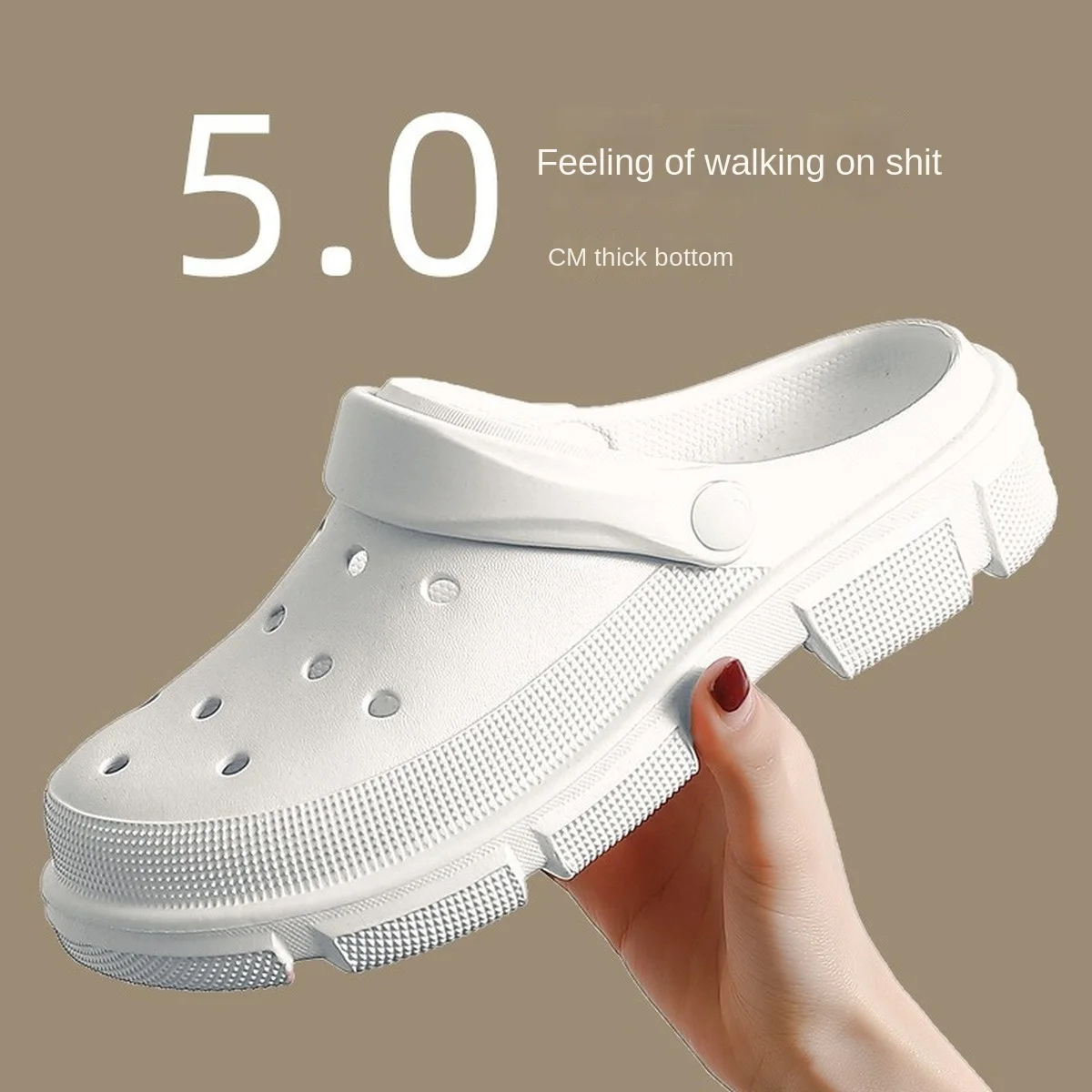 Hole Shoes Women's Summer Outdoor Wear Simple Beach Solid Color Breathable Indoor Thick-soled Soft Slippers Women Sandals Men's