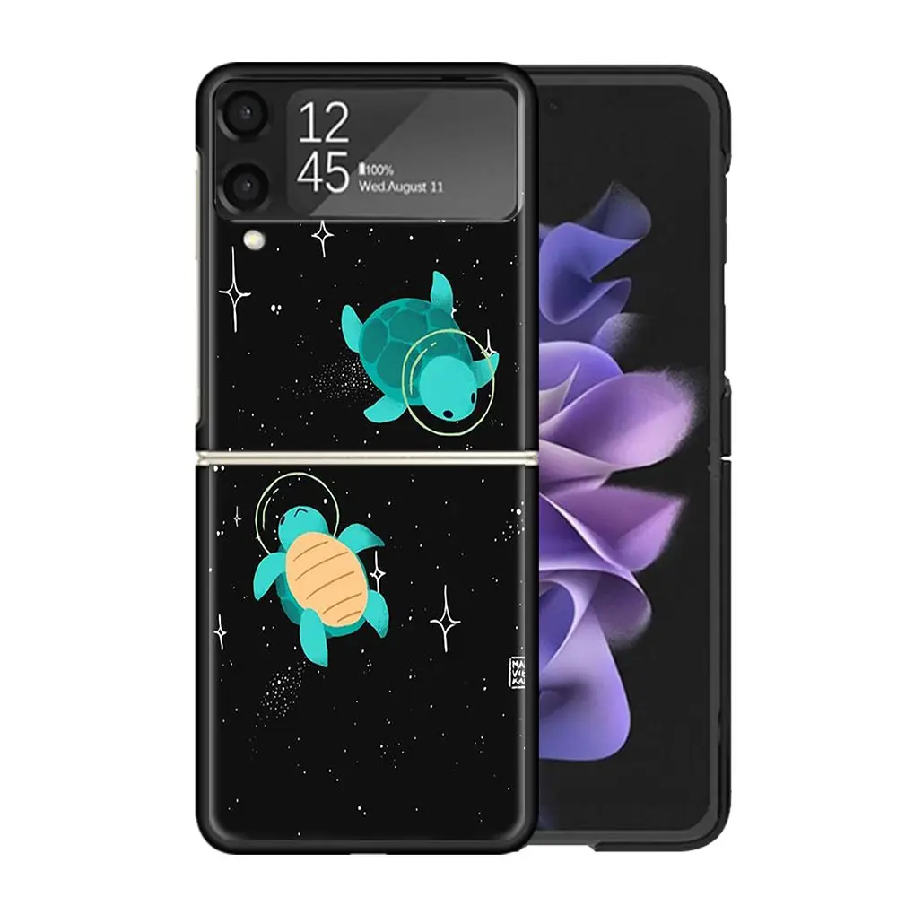 Черепаха с рисунком морской черепахи для Samsung Galaxy Z Flip 6 5 4 3 5G Черный чехол телефона