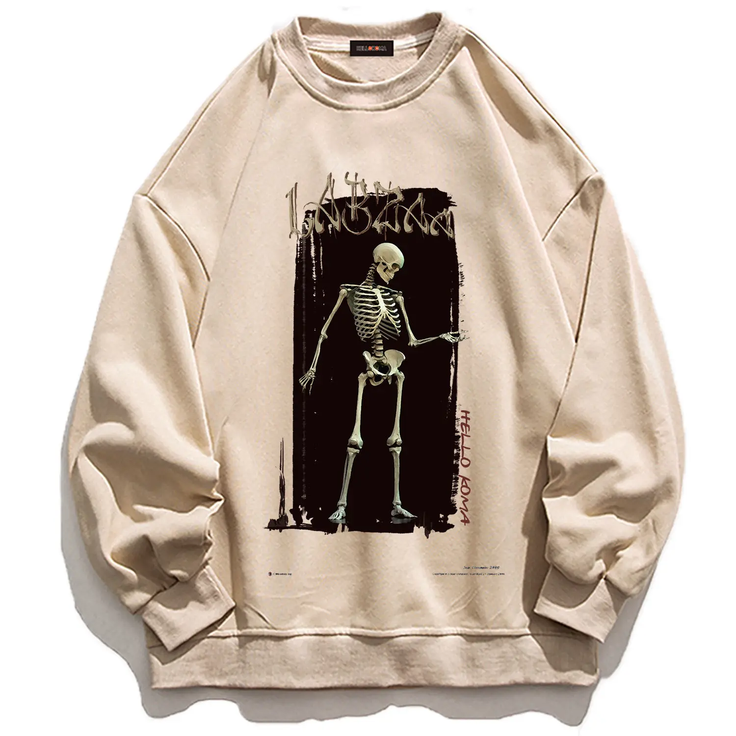 

New Spring Cotton High Quality Sweatshirt Women Hip Hop Dark Skull Print Goth Pullovers Big Size Loose Purple Long Sleeve Tops