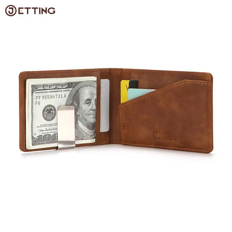 

Fashion Men Leather Money Clips Wallet Multifunctional Thin Man Card Purses Women Metal Clamp For Money Cash Holder Geldklammer