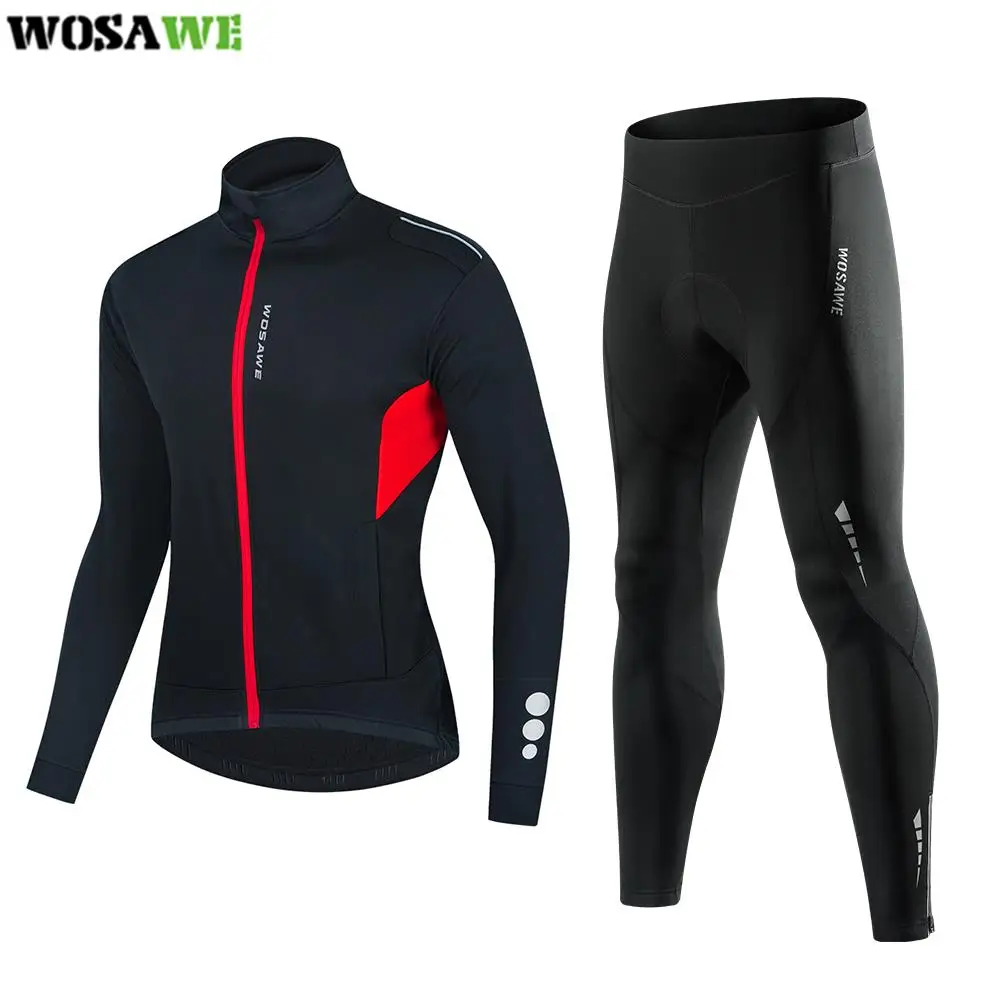 

WOSAWE Winter Bicycle Clothing Men's Jacket Cycling Set Mtb Bike Pants Suit Mountain Downhill Windproof Windbreaker Riding