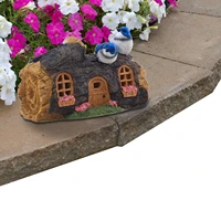 fairy tree house statues with solar led light resin tree house figurines for lawn patio yard cottage decoration for landscape