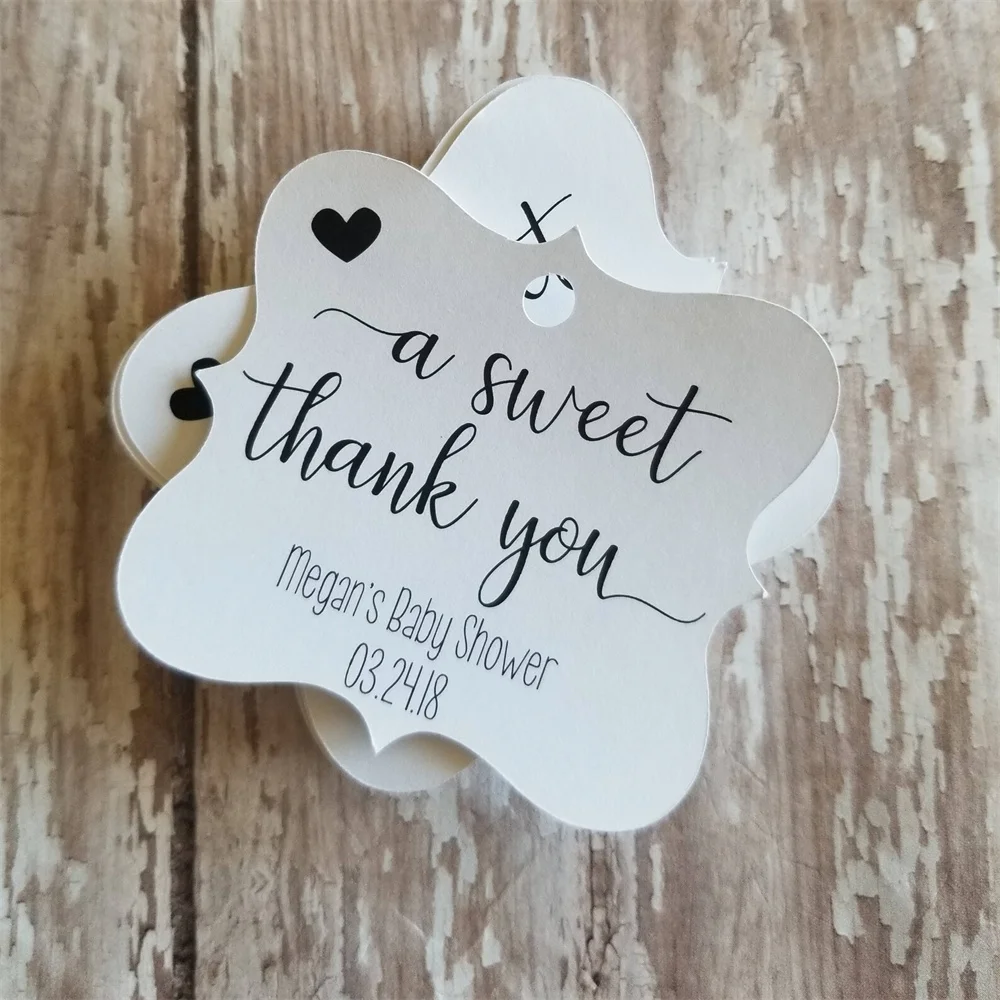 

50PCS A sweet thank you, bridal shower tags, baby shower tags, candy favor, wedding favor, donut tag, doughnut tag, cookies labe
