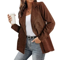 womens autumn and winter new solid color coat suit office ladies corduroy street casual cardigan coat top blazers for women
