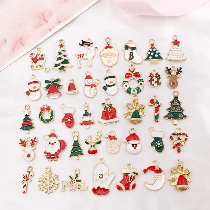 

38Pcs Mixed Christmas Charms Enamel Pendants DIY Bracelet Jewelry Making Craft