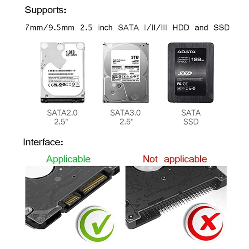 Внешний жесткий диск 2 5 дюйма с USB 3 0 на SATA SSD HDD