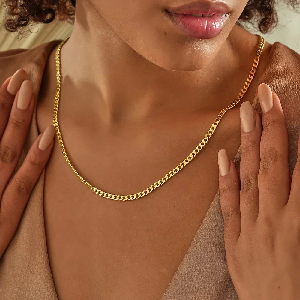 Цепочка кубинская для мужчин и женщин ожерелье из нержавеющей стали в стиле панк