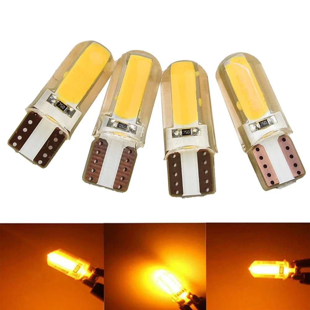 

4pcs T10 194 168 W5W COB LED Car Canbus Silica Width Light Bulb Amber Lamp Easy Installation, Direct Replacement, No Wiring Requ