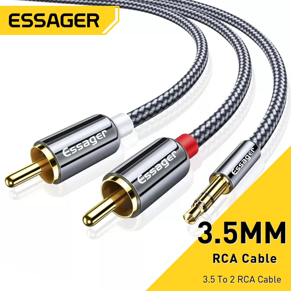 

Essager RCA Cable Jack 3.5 To 2 RCA Cable AUX Audio Cable 3.5 Mm Male Adapter Splitter For TV Box Apple Tv Speaker Wire Cord