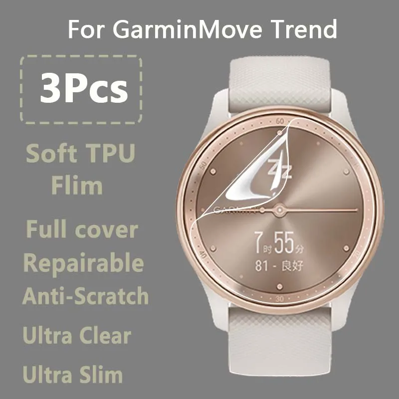 

3Pcs For Garmin GarminMove Trend Luxe Sport Style Ultra Clear Soft Hydrogel Repairable Film Screen Protector -Not Tempered Glass