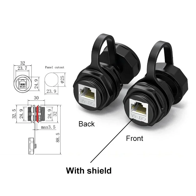 Промышленный сетевой разъем CAT6A RJ45 Ethernet M25/M21, розетка панельного типа, прямая вилка CAT6 rj45, круговое водонепроницаемое соединение