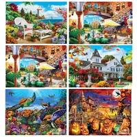 seaside garden 5d diamond painting full drill rhinestone embroidery landscape house mosaic picture sea turtle wall decor jx3608