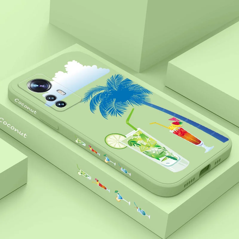 

Coconut Cold Drink Phone Case For Xiaomi Mi 12 11 Ultra lite 10 10S 9 11T 10T 9T Pro Lite Poco M4 X4 F3 X3 M3 5G Pro Cover