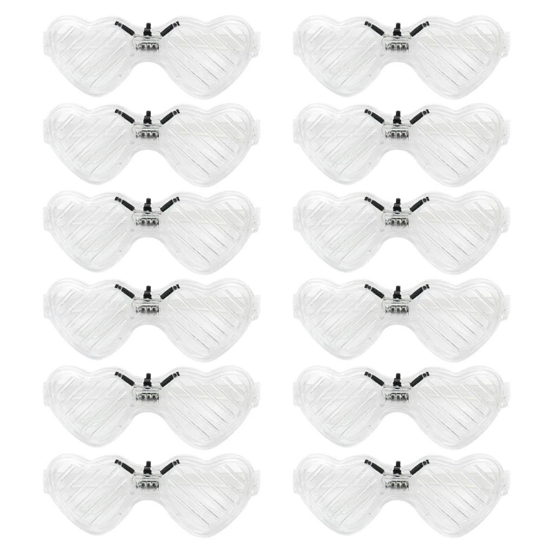 

12 шт., светодиодные светящиеся очки в форме сердца