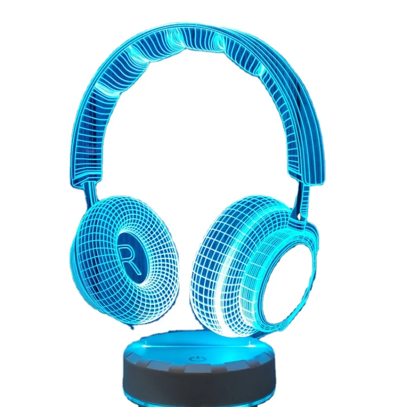 

Colorful headphones nightlight 3D visual table lamp computer room desktop decorative table lamp