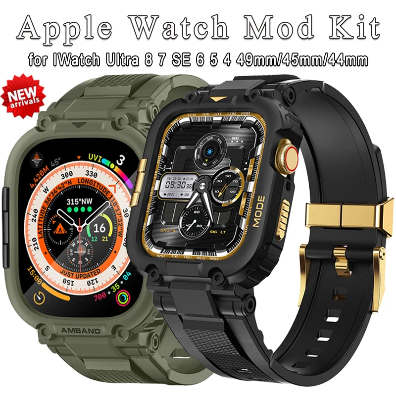 

Ремешок и аксессуары для часов Apple Watch Band Ultra 49 мм 8 7 45 мм, защитный чехол для телефона, ремешок из ТПУ для Iwatch Series 8 7 6 SE 5 4 44 мм, браслет