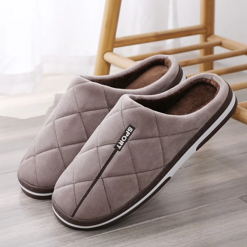 size 47 50 mens autumn and winter cotton slippers extra large home cotton shoes warm thick bottom plus size house slippers men free global shipping