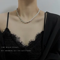 luxury fashion design sliver pearl necklace bracelet for women 2022 hiphop retro clavicle chain jewelry free shipping items ins