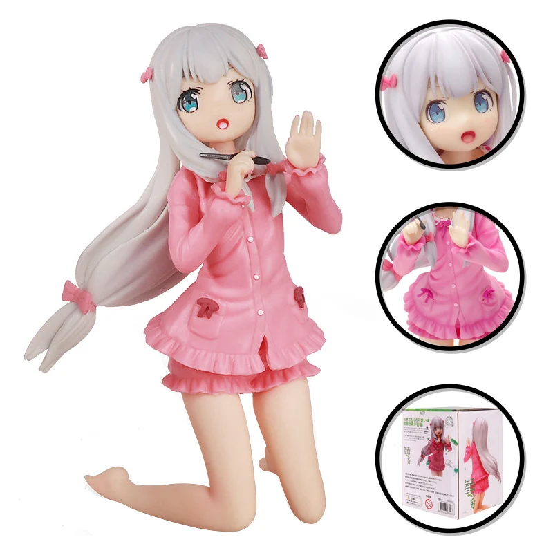 

12CM Anime Figure Izumi Sagiri Manga Teacher Kawaii Girl Kneeling Doll Model PVC Desktop Static Collectible Toys for Children