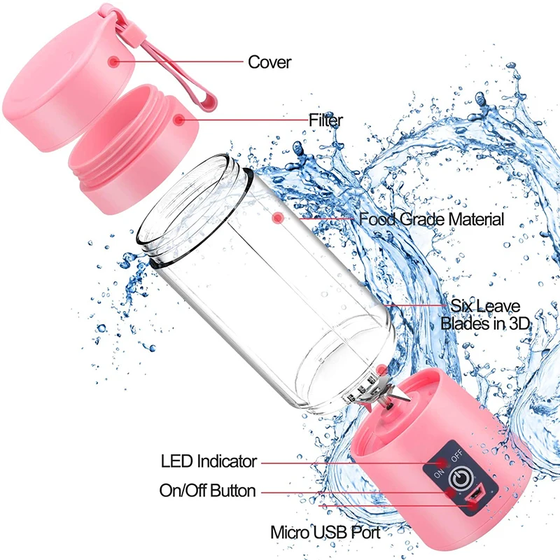 Portable Blender USB Mixer Rechargeable Electric Juicer Machine Smoothie Orange Mini Food Processor Vegetable Squeezer |