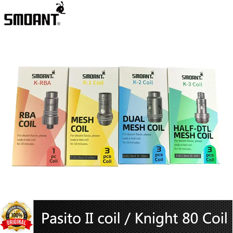 

Original Smoant Pasito II Coil Knight 80 Mesh Coil K1 K2 K3 K RBA Coil for Pasito 2 Kit / Knight 80 Kit Electronic Cigarette Kit