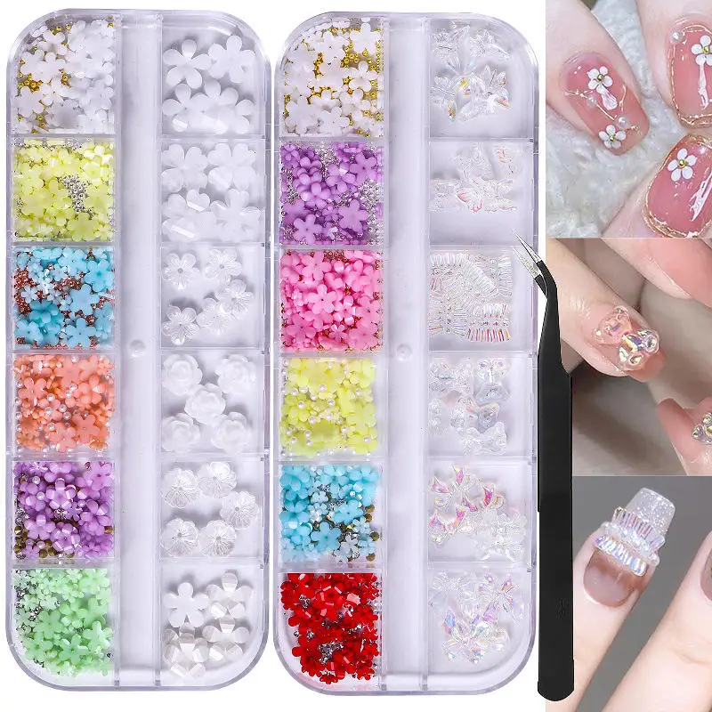 

2023 Nail Art Decoration Color-changing Magic Color Camellia Flower Heart Nail Art Decoration