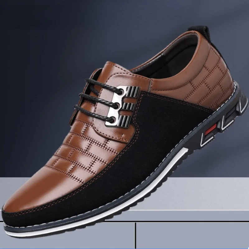 

Men Sneakers Shoes Fashion Brand Classic Lace-Up Casual Loafers Pu Leather Shoes Black Breathable Business Men Shoes Big Size