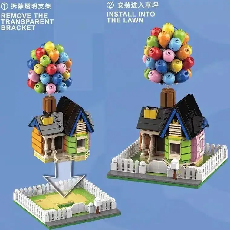 

555-686 PC Log Cabin Balloon Flying House Global Story Integral Sculpture Modular Urban Log Cabin children's toys