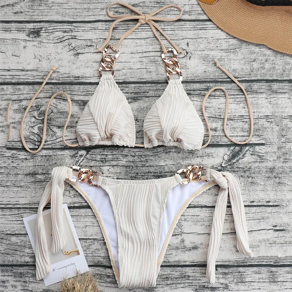 Металлическая цепочка с лямкой на шее микро-стринги комплекты бикини 2025