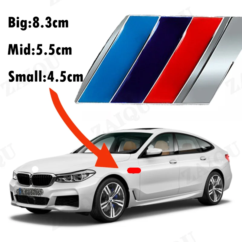 

Car Metal M Sport Logo Emblem Stickers Trunk Badge Wing Side Fender For BMW X3 X5 M4 M3 M5 320 325 E36 E46 E90 E92 F10 F30 E84