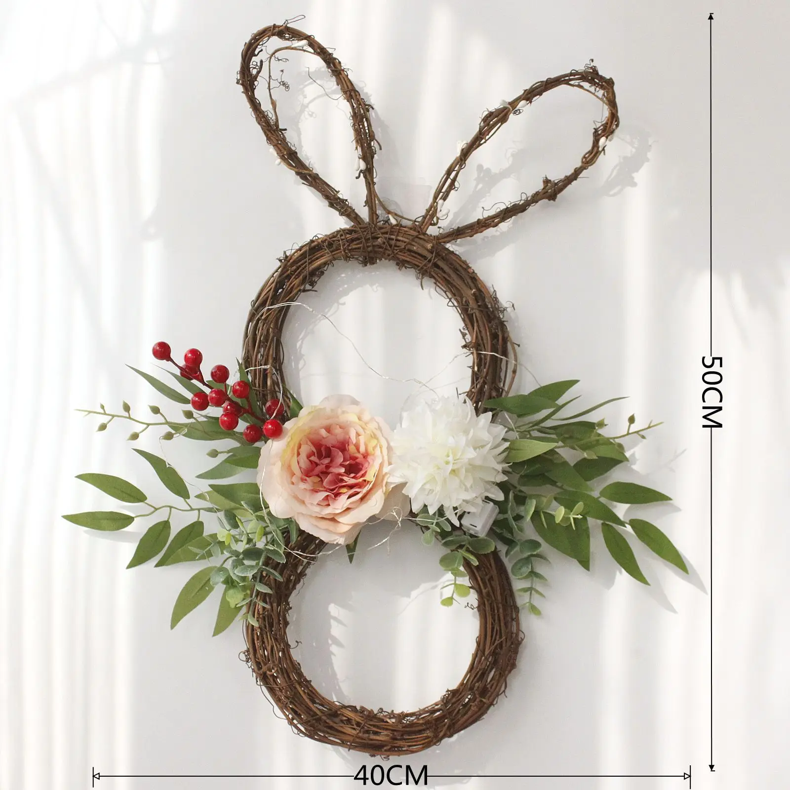 

Easter Artificial Rabbit Shape Wreath Decorations Festival Party Home Door Wall Hanging Bunny Garland Scene Layout Ornaments
