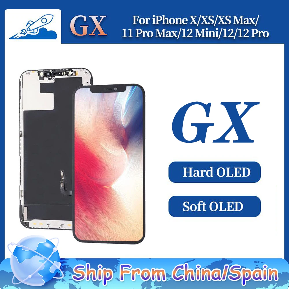 

GX Soft OLED For iPhone X XS Max 11 Pro Max 12 Pro LCD Display Screen Digitizer Assembly No Dead Pixel Replacement Pantalla