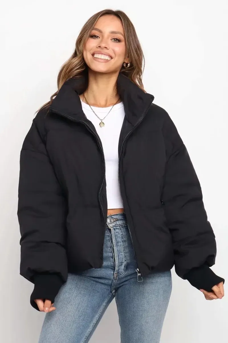 Fashionable new cotton padded clothes for women, loose and thin, warm bread jacket, short style, lazy style, down padded clothes