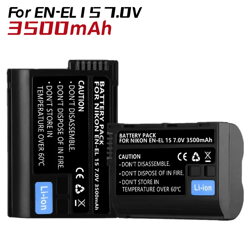 

1-5Pack of EN-EL15 7.0V 3500mAh Batteries for Nikon D850,D7500,1 V1,D500,D600,D610,D750,D800,D810,D810A,D7000 Digital SLR Camera