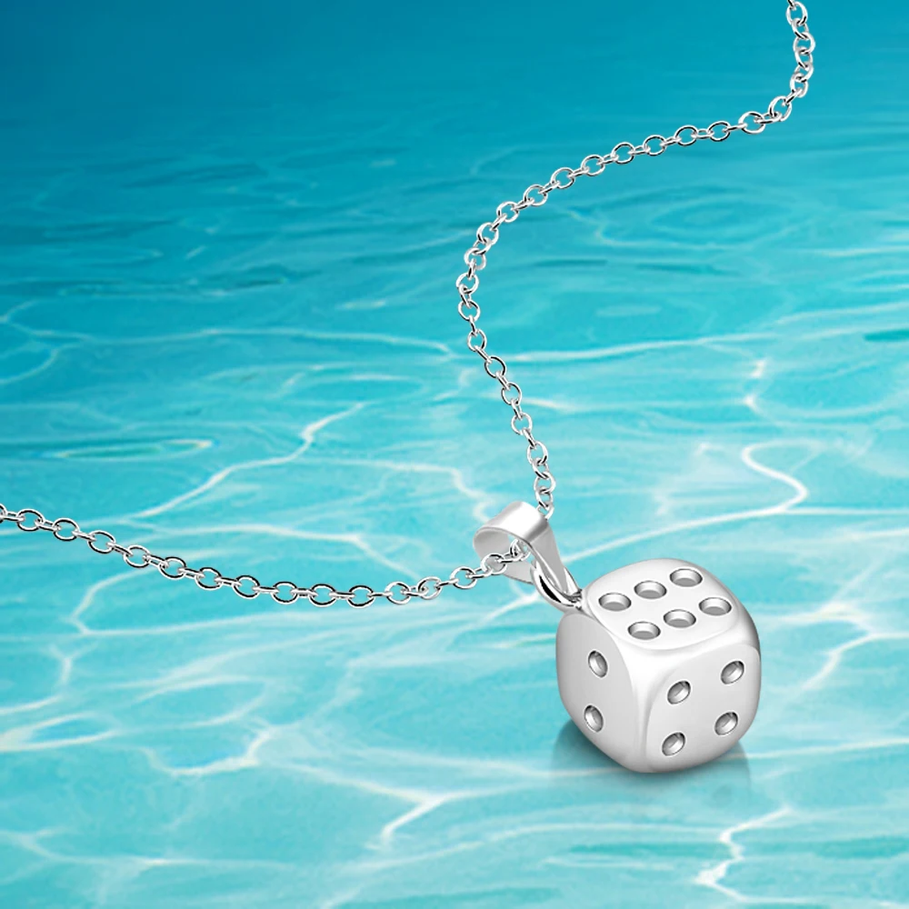 

Creative 100% 925 sterling silver dice necklace lady lucky god dice pendant fashion elegant Chocker chain Women's jewelry gift
