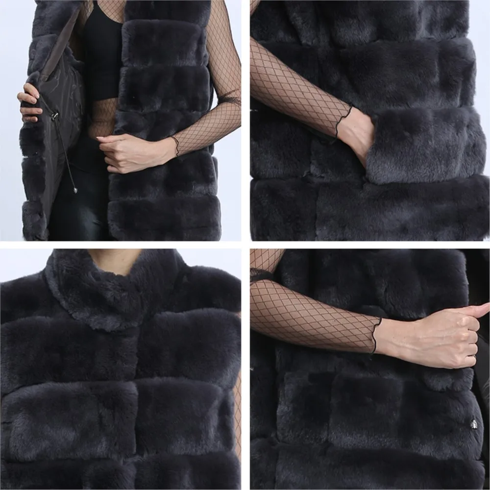Real Rabbit Fur Vest Long Winter Warm Vest Ladies Sleeveless Coat Gilet Women Natural Fur Vest Warm Thick Outwear 2022 Luxury