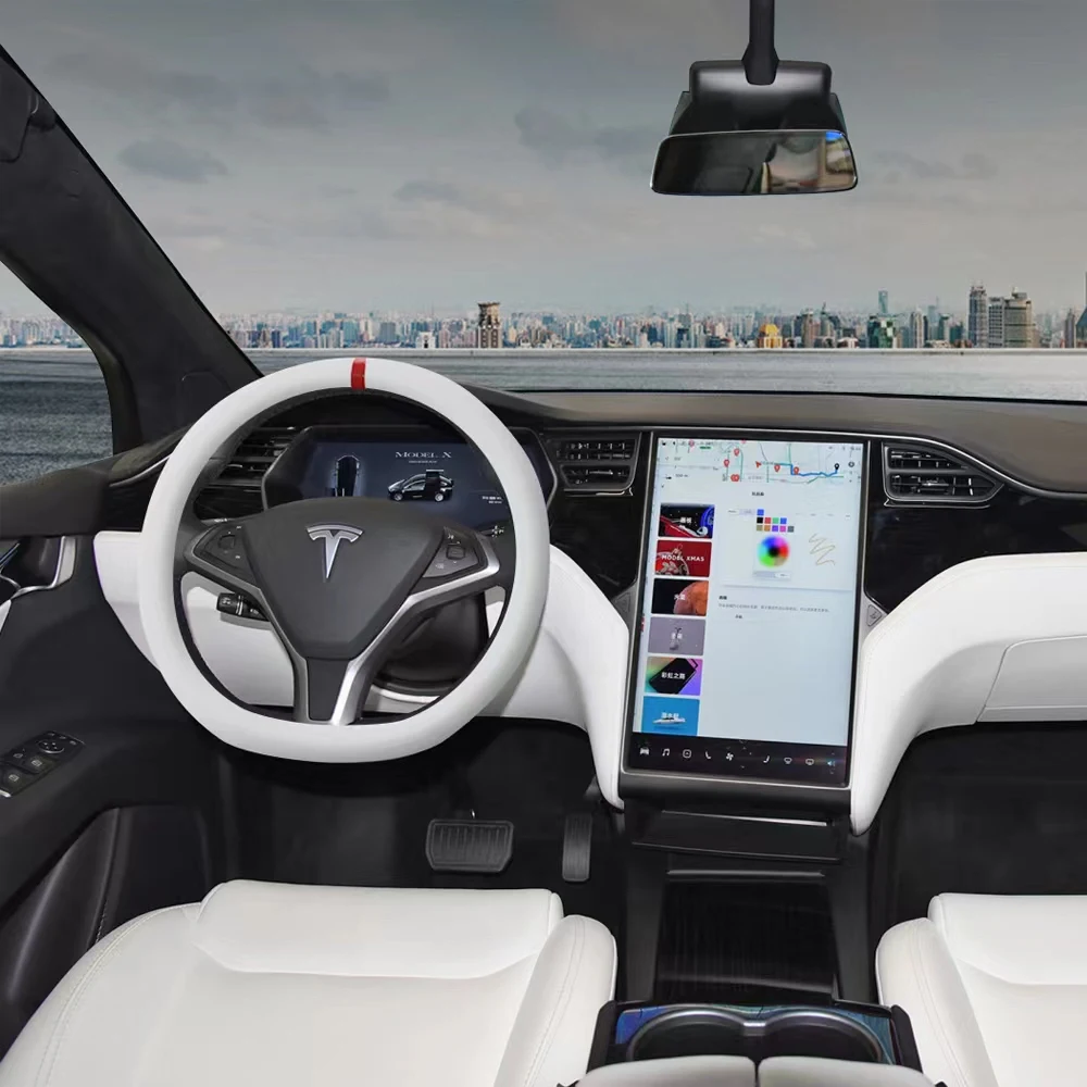 

Batewosi White Car Steering Wheel Cover PU Leather General 14.5 15inch