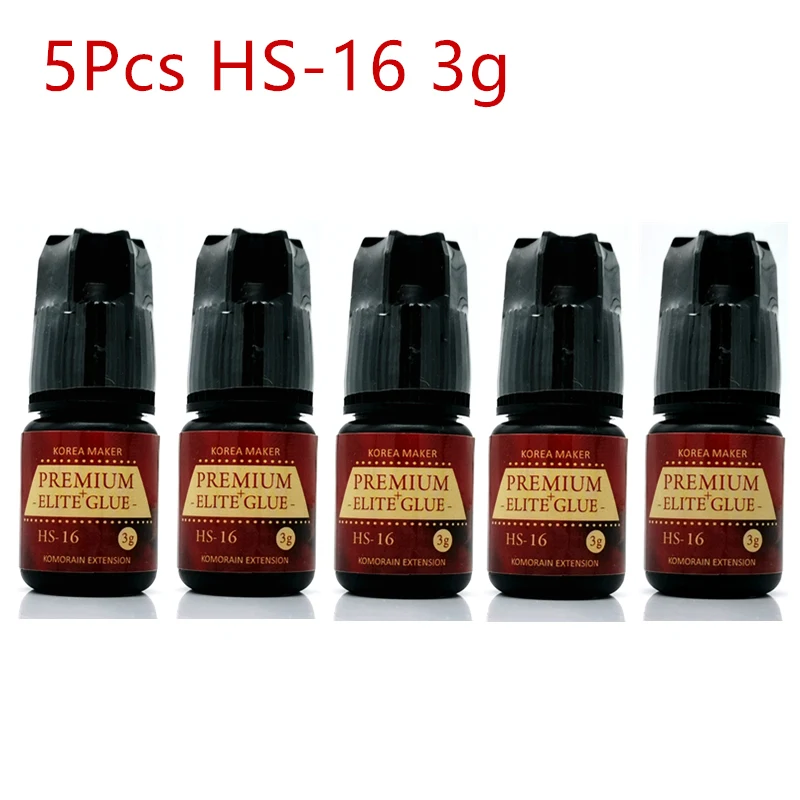 

5Pcs Premium Elite Plus HS-16 3g Eyelash Extensions Glue 1-2s Dry Time Fastes Retention 7-8 Weeks Korea Maker MAGIC PACK
