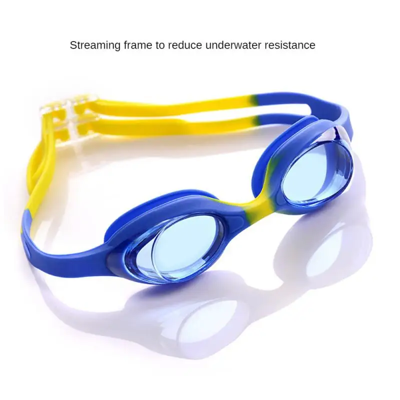 

Детские плавательные очки, водонепроницаемые противотуманные плоские плавательные очки в силиконовой коробке, профессиональные красочные водные спортивные очки для дайвинга