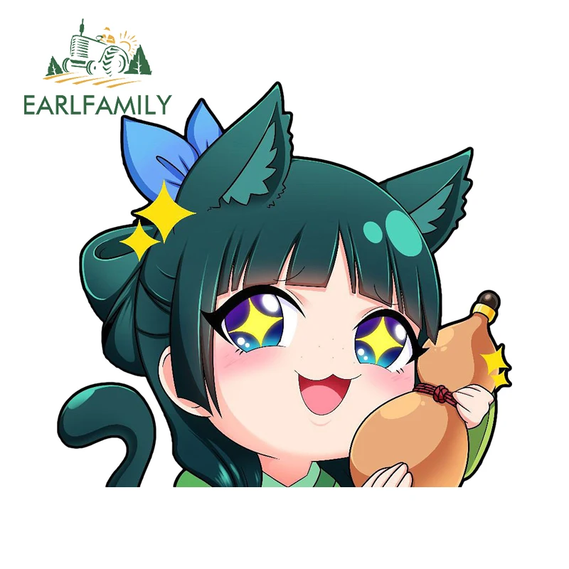 

EARLFAMILY Kawaii Maomao Peeker автомобильная наклейка милые зеленые волосы устойчивая к атмосферным воздействиям наклейка на багажник Chibi окклюзия царапины компьютерный декор