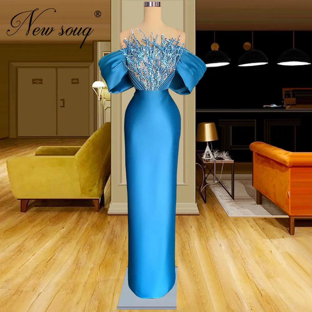 

Женское длинное вечернее платье-русалка, голубое платье с бисером в стиле звезд, платье в арабском стиле Дубаи с красной ковровой дорожкой, ...
