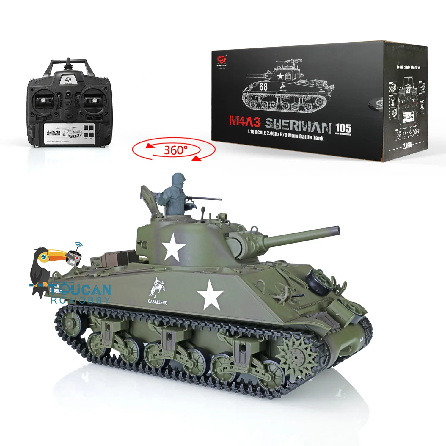 

Henglong 1/16 7.0 Plastic M4A3 Sherman 3898 360 Turret Barrel Recoil RC Tank Smoke Effect Armored Adult Toy TH17669-SMT7