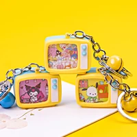 kawaii sanrio keychain cinnamoroll pompom purin kuromi cartoon cute can flash tv accessories anime pendant girl birthday gift
