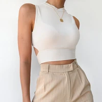 women tank tops summer sleeveless basic top slim backless off shoulder sexy blouses