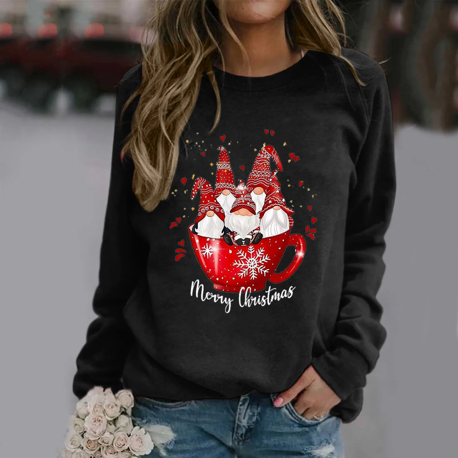 

Худи в стиле Харадзюку с рождественским рисунком, Женский свитшот с уродливым мультяшным принтом, теплые рождественские пуловеры с изображением Санта Клауса-Клауса, выгодный свитер