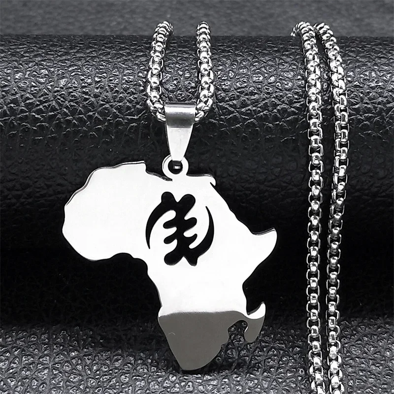 Африканский символ Adinkra Gye Nyame Map ожерелья для женщин и мужчин из нержавеющей стали