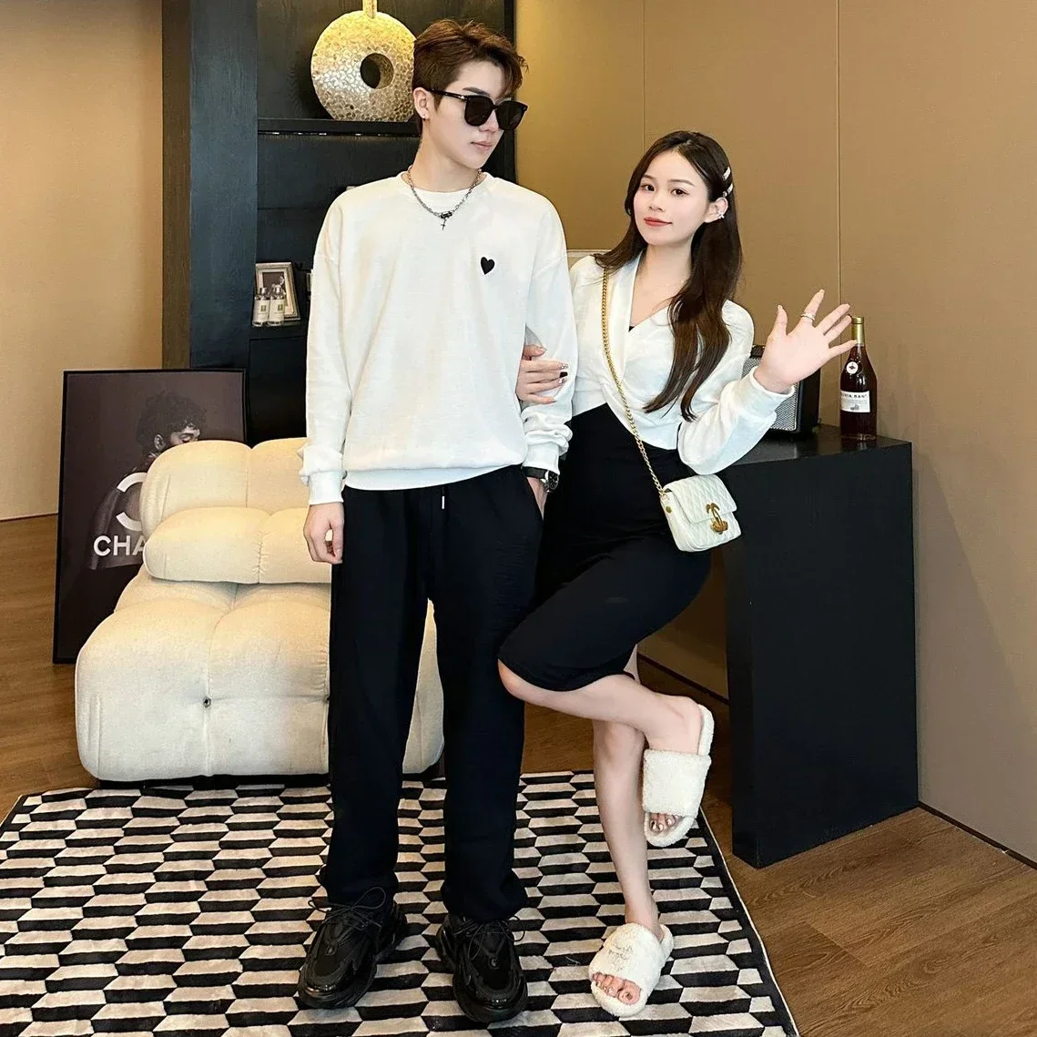 Семейная зимняя теплая одежда топы с длинным рукавом для мамы и дочки + платье на