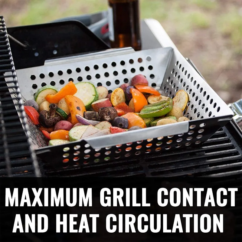 

Grilling Basket Vegetables Meat Baking Dish Pan Stainless Steel Non-stick Barbecue Tool Kitchen Gadget Barbecue Acceessories